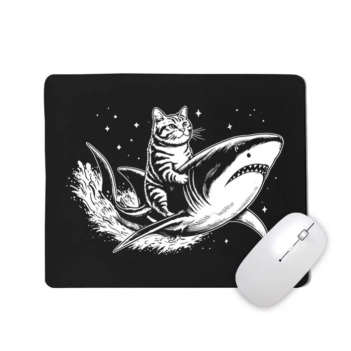 Cute Anime Cat Riding Shark Lover Kawaii Kitten Lover Mousepad