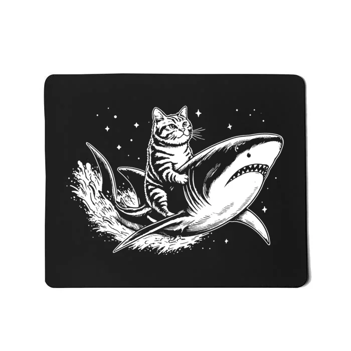 Cute Anime Cat Riding Shark Lover Kawaii Kitten Lover Mousepad