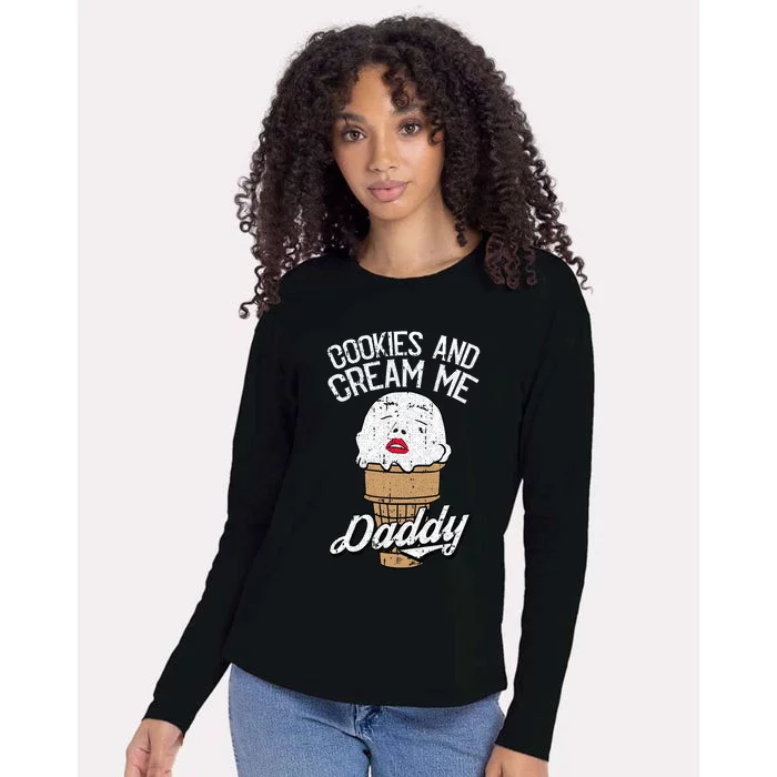 Cookies And Cream Me Daddy Lazy Halloween Costume Humor Womens Cotton Relaxed Long Sleeve T-Shirt