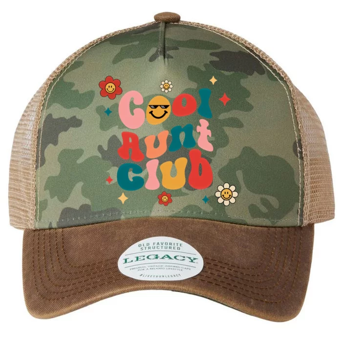 Cool Aunt Club Funny Retro Vintage Groovy Vibes Cool Aunties Gift Legacy Tie Dye Trucker Hat