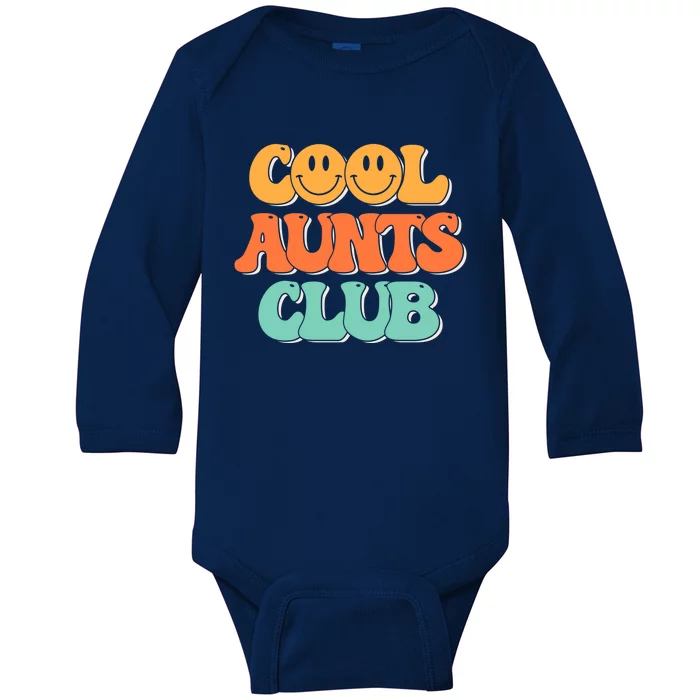 Cool Aunt Club Groovy Retro Cool Aunties Club Gift Baby Long Sleeve Bodysuit