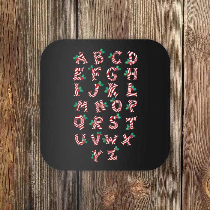 Christmas Alphabet Candy Cane Xmas Holiday Teacher Coaster