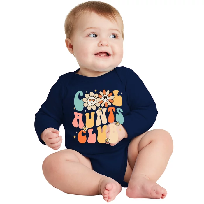 Cool Aunt Club Groovy Retro Funny Aunt Club Aunties Gift Baby Long Sleeve Bodysuit