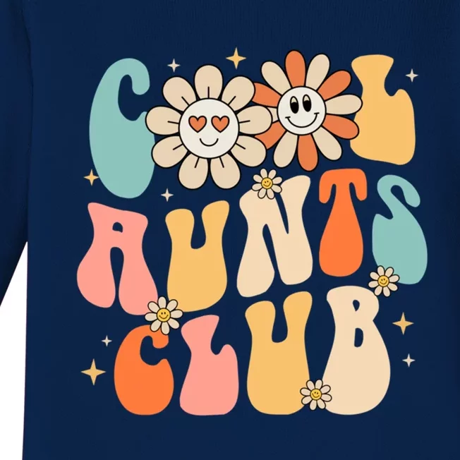 Cool Aunt Club Groovy Retro Funny Aunt Club Aunties Gift Baby Long Sleeve Bodysuit