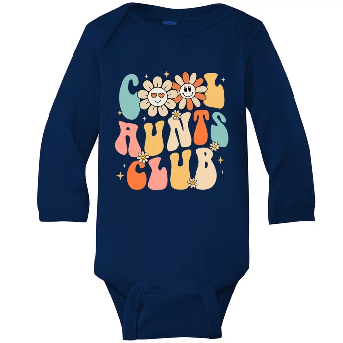 Cool Aunt Club Groovy Retro Funny Aunt Club Aunties Gift Baby Long Sleeve Bodysuit