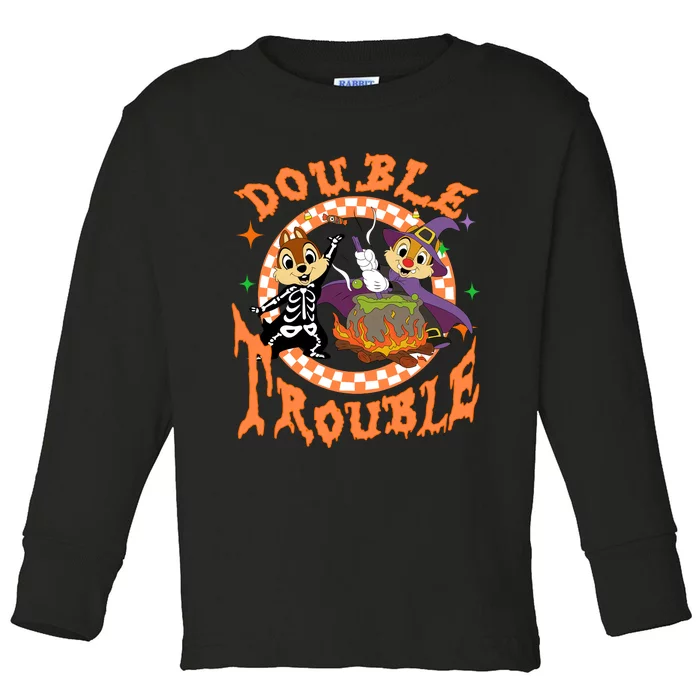 Chip And Dale Double Funny Trouble Halloween Toddler Long Sleeve Shirt