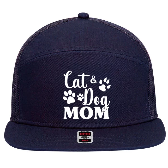 Cat And Dog Mom Animal Lover 7 Panel Mesh Trucker Snapback Hat