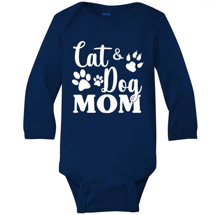 Cat And Dog Mom Animal Lover Baby Long Sleeve Bodysuit