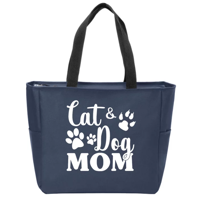 Cat And Dog Mom Animal Lover Zip Tote Bag