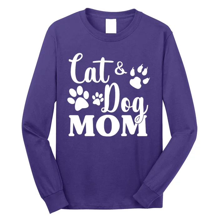 Cat And Dog Mom Animal Lover Long Sleeve Shirt