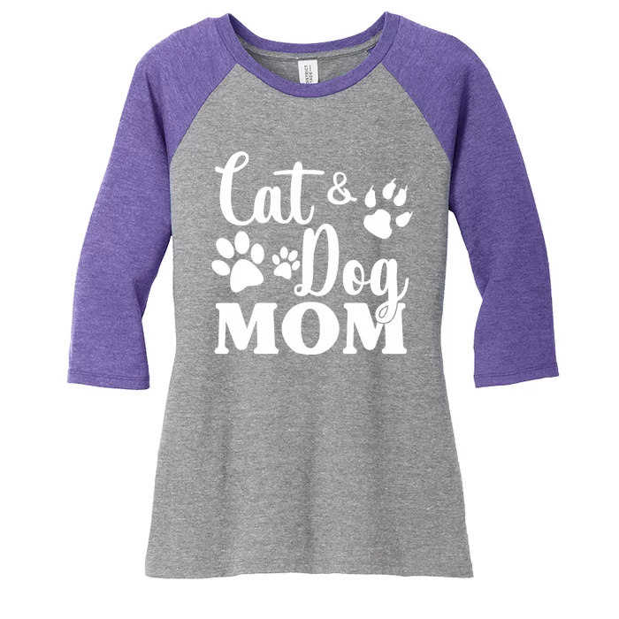 Cat And Dog Mom Animal Lover Women's Tri-Blend 3/4-Sleeve Raglan Shirt