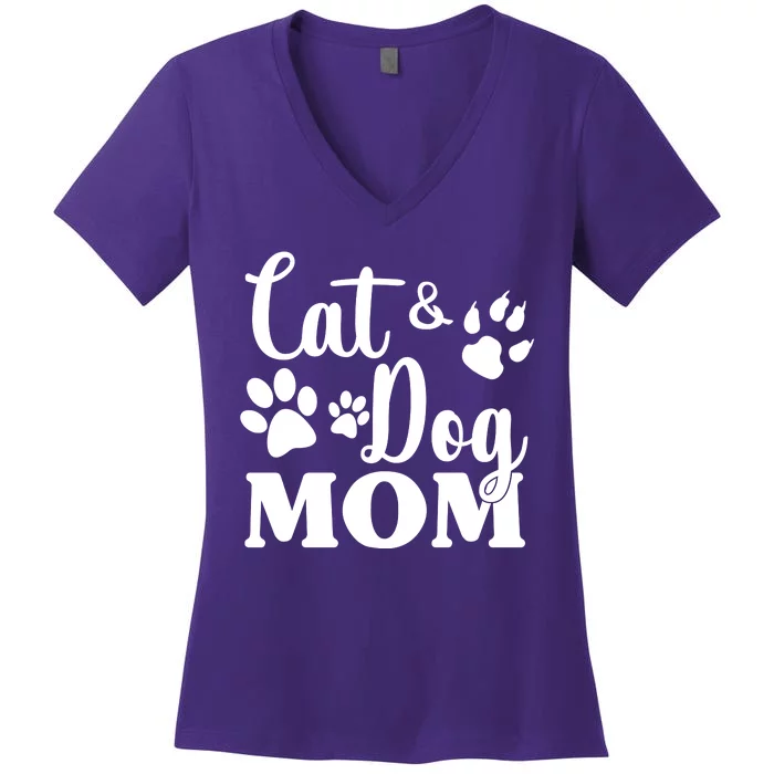 Cat And Dog Mom Animal Lover Women's V-Neck T-Shirt