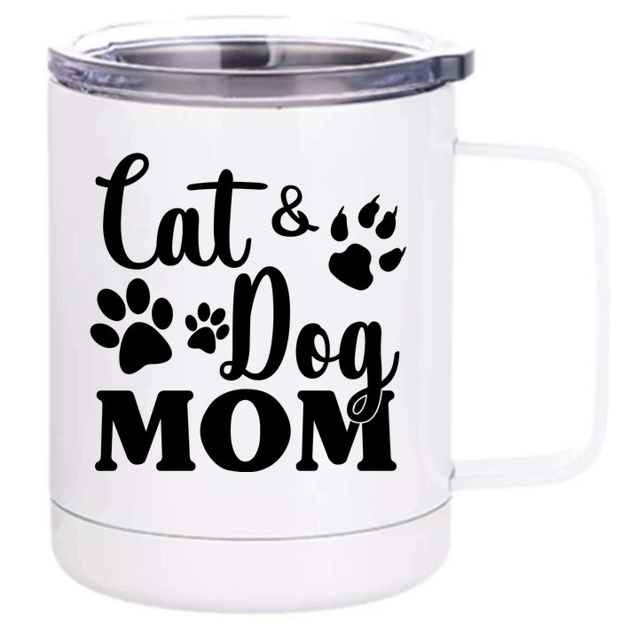 Cat And Dog Mom Animal Lover Front & Back 12oz Stainless Steel Tumbler Cup