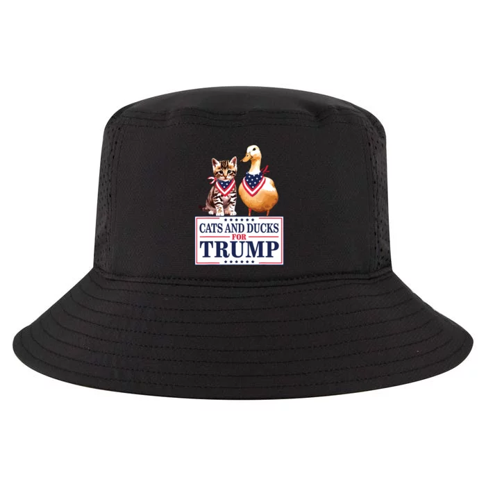 Cats And Ducks For Trump 2024 Kittens And Ducks For Trump Cool Comfort Performance Bucket Hat