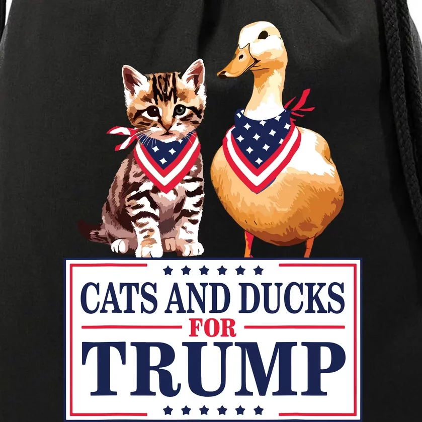 Cats And Ducks For Trump 2024 Kittens And Ducks For Trump Drawstring Bag