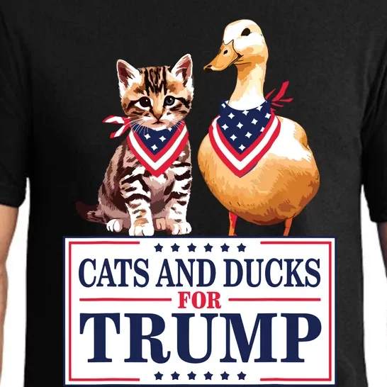 Cats And Ducks For Trump 2024 Kittens And Ducks For Trump Pajama Set