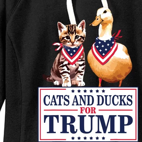 Cats And Ducks For Trump 2024 Kittens And Ducks For Trump Women's Fleece Hoodie