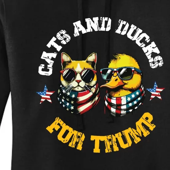 Cats And Ducks For Trump President 2024 Trump Vance 2024 Women's Pullover Hoodie