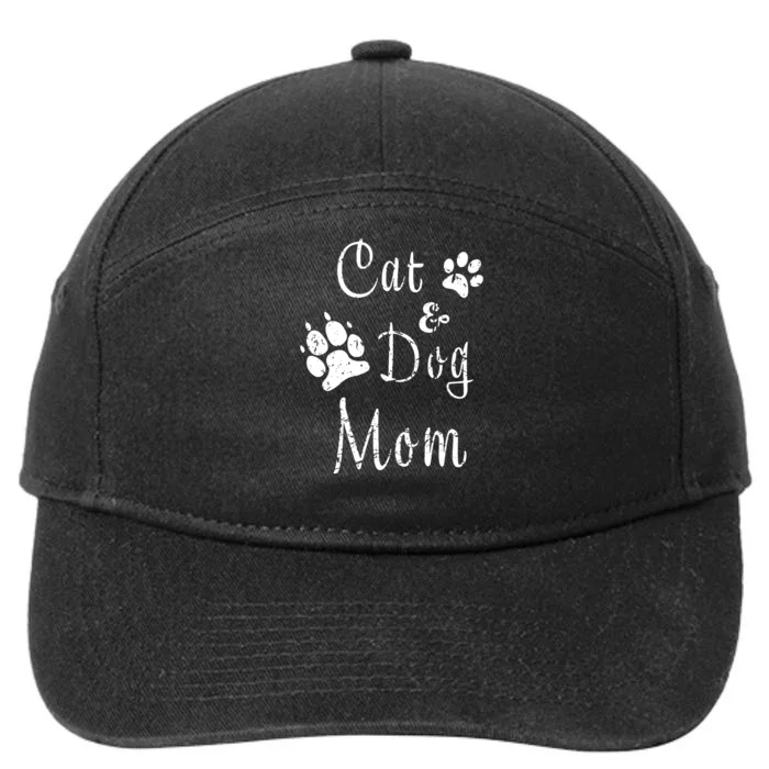 Cat And Dog Mom Kitten And Puppy Mama Kitty And Pup Mother 7-Panel Snapback Hat