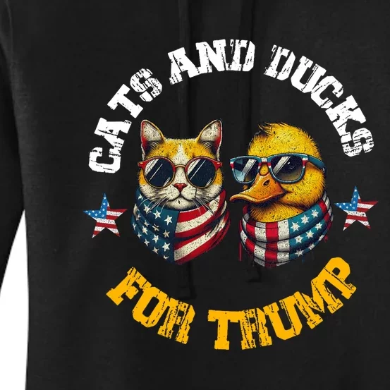 Cats And Ducks For Trump President 2024 Trump Vance 2024 Women's Pullover Hoodie