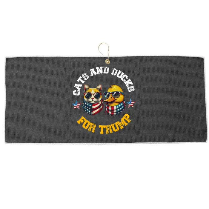 Cats And Ducks For Trump President 2024 Trump Vance 2024 Large Microfiber Waffle Golf Towel