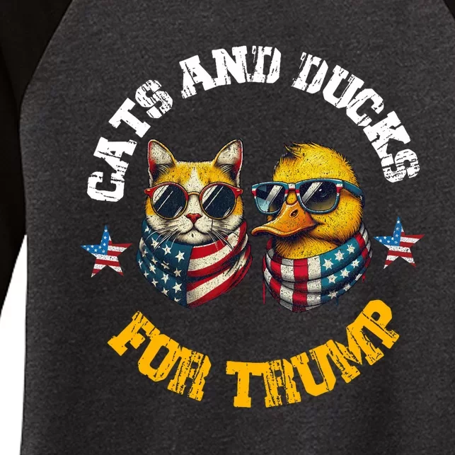 Cats And Ducks For Trump President 2024 Trump Vance 2024 Women's Tri-Blend 3/4-Sleeve Raglan Shirt