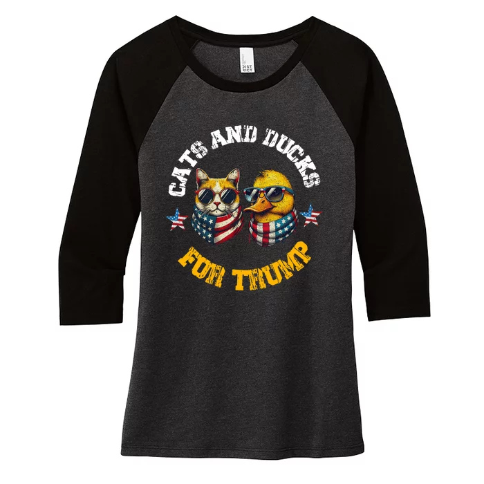 Cats And Ducks For Trump President 2024 Trump Vance 2024 Women's Tri-Blend 3/4-Sleeve Raglan Shirt