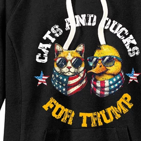 Cats And Ducks For Trump President 2024 Women's Fleece Hoodie