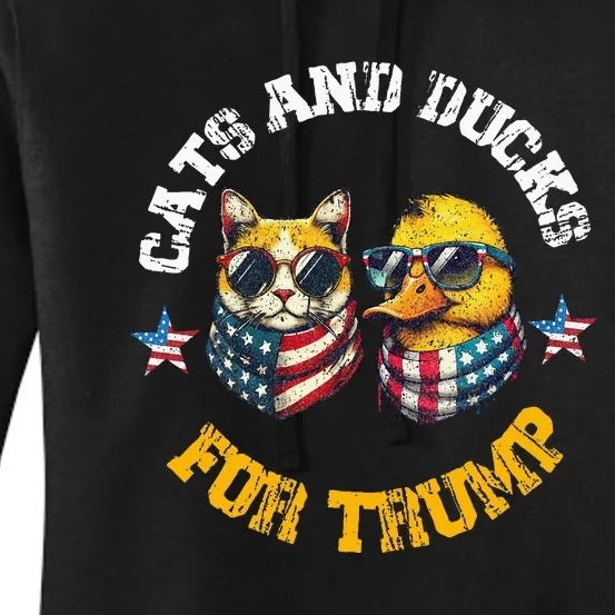 Cats And Ducks For Trump President 2024 Women's Pullover Hoodie