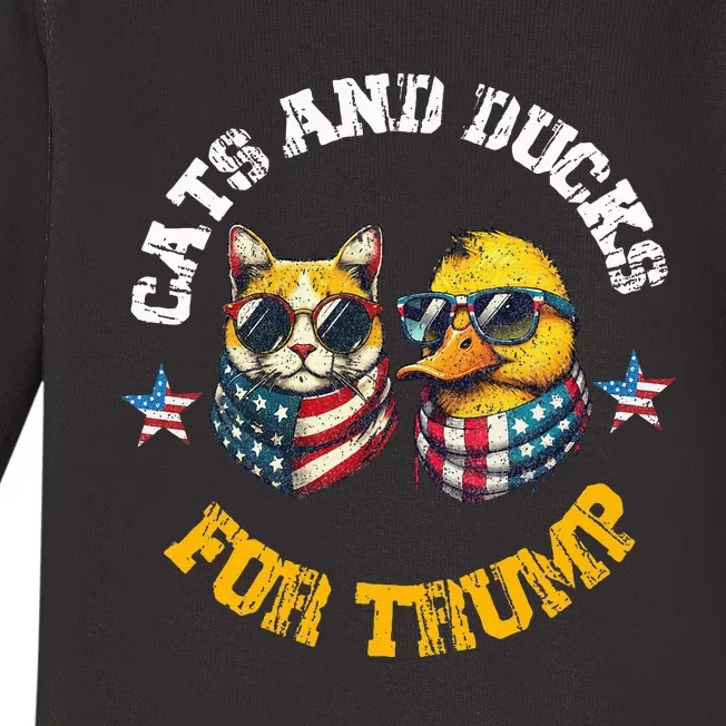 Cats And Ducks For Trump President 2024 Baby Long Sleeve Bodysuit