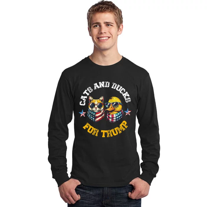 Cats And Ducks For Trump President 2024 Tall Long Sleeve T-Shirt