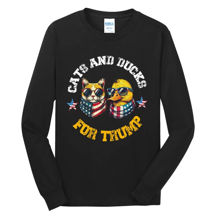 Cats And Ducks For Trump President 2024 Tall Long Sleeve T-Shirt