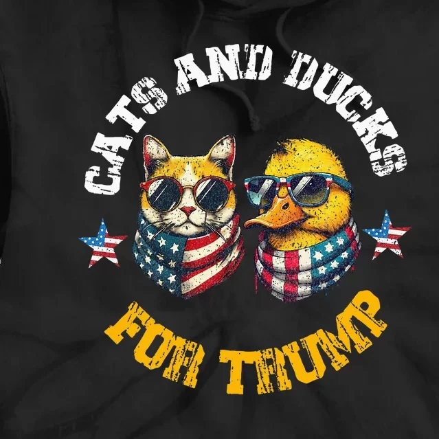 Cats And Ducks For Trump President 2024 Tie Dye Hoodie