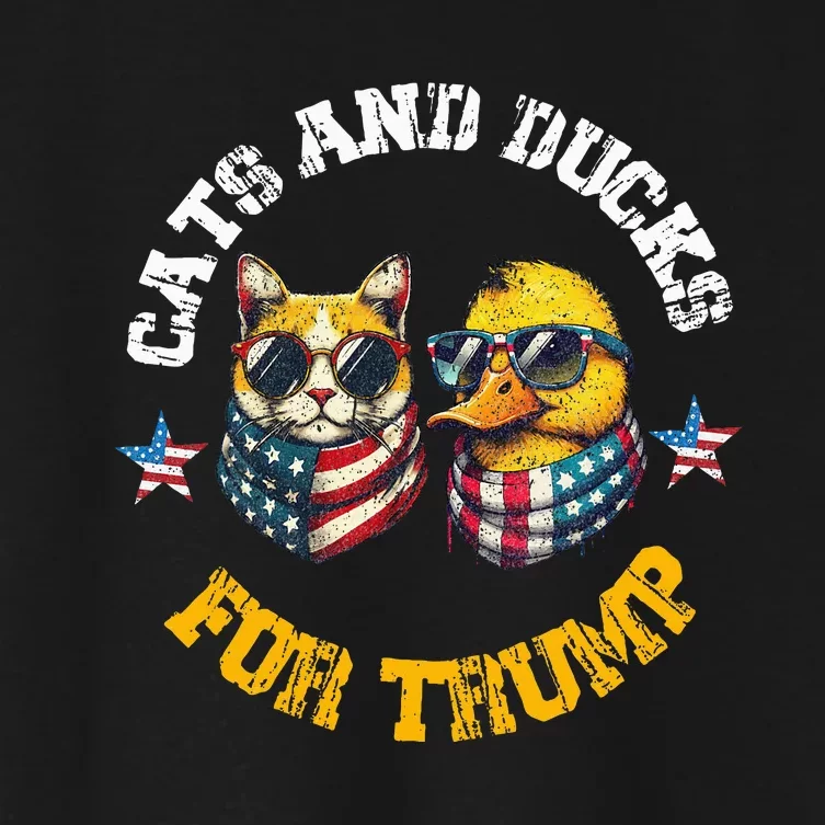 Cats And Ducks For Trump President 2024 Women's Crop Top Tee