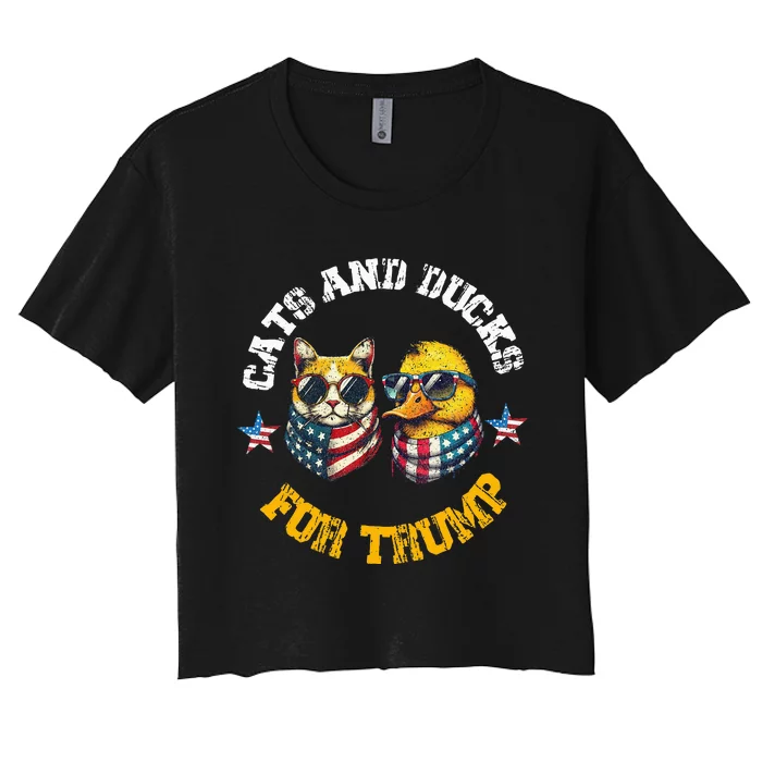 Cats And Ducks For Trump President 2024 Women's Crop Top Tee