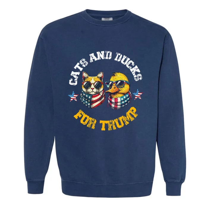 Cats And Ducks For Trump President 2024 Garment-Dyed Sweatshirt