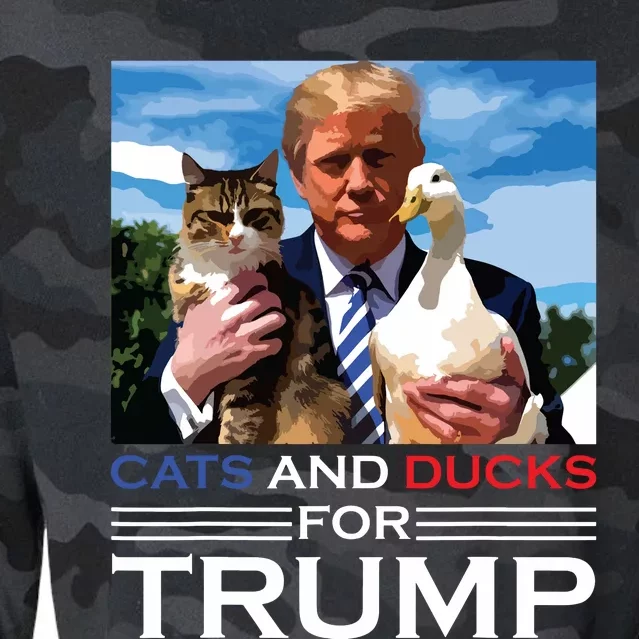 Cats And Ducks For Trump 2024 Kittens And Ducks For Trump Cropped Pullover Crew