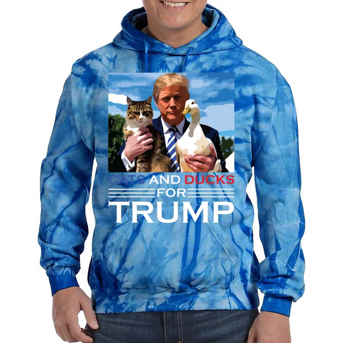 Cats And Ducks For Trump 2024 Kittens And Ducks For Trump Tie Dye Hoodie