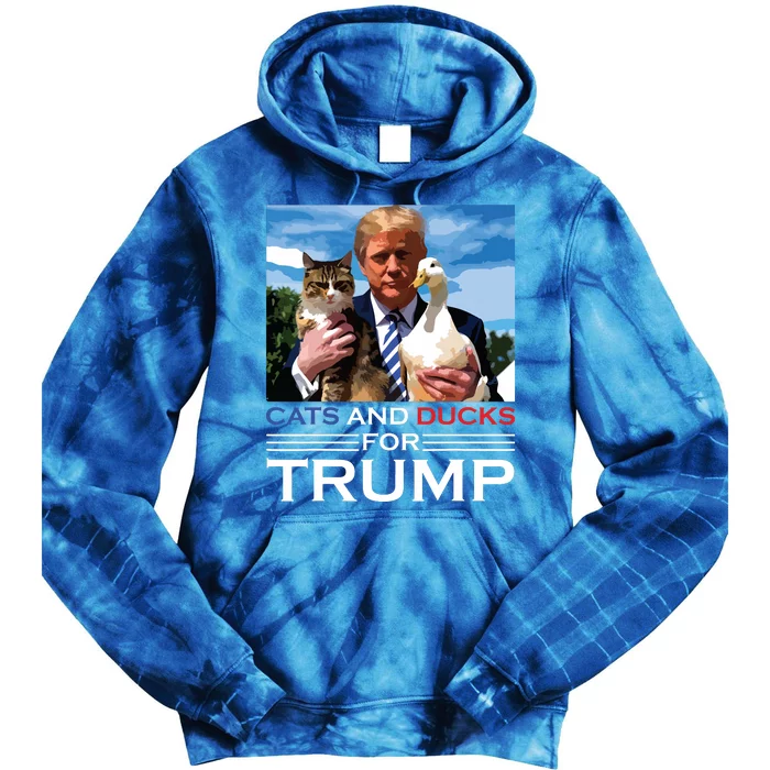 Cats And Ducks For Trump 2024 Kittens And Ducks For Trump Tie Dye Hoodie