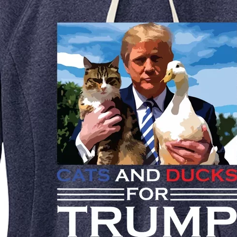 Cats And Ducks For Trump 2024 Kittens And Ducks For Trump Women's Fleece Hoodie