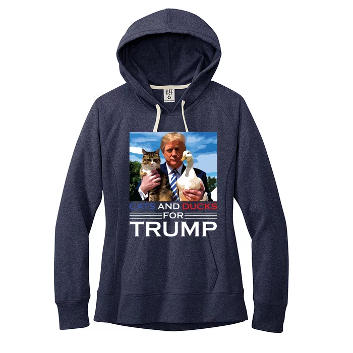 Cats And Ducks For Trump 2024 Kittens And Ducks For Trump Women's Fleece Hoodie