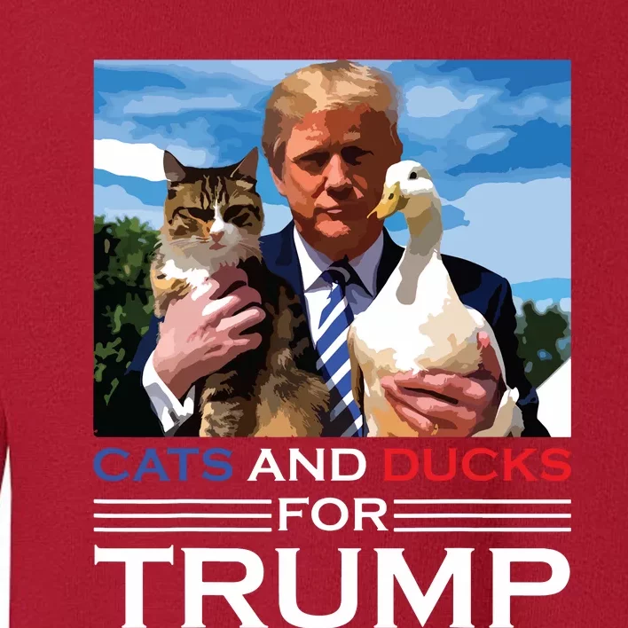 Cats And Ducks For Trump 2024 Kittens And Ducks For Trump Toddler Sweatshirt