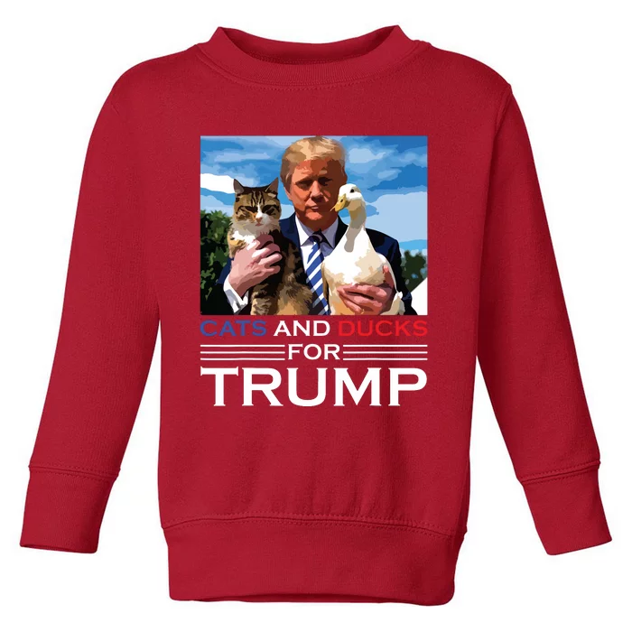 Cats And Ducks For Trump 2024 Kittens And Ducks For Trump Toddler Sweatshirt