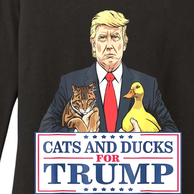 Cats And Ducks For Trump 2024 Kittens And Ducks For Trump Womens CVC Long Sleeve Shirt