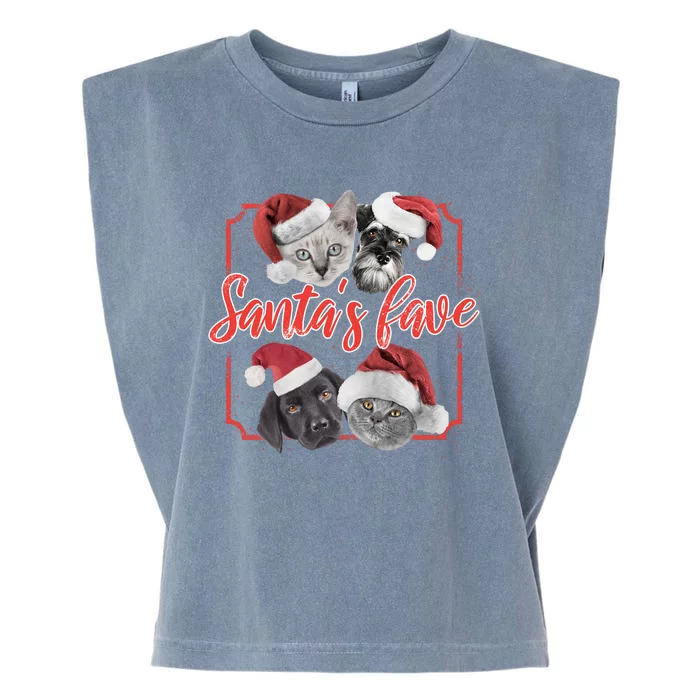 Cats And Dogs Santa's Love Garment-Dyed Women's Muscle Tee