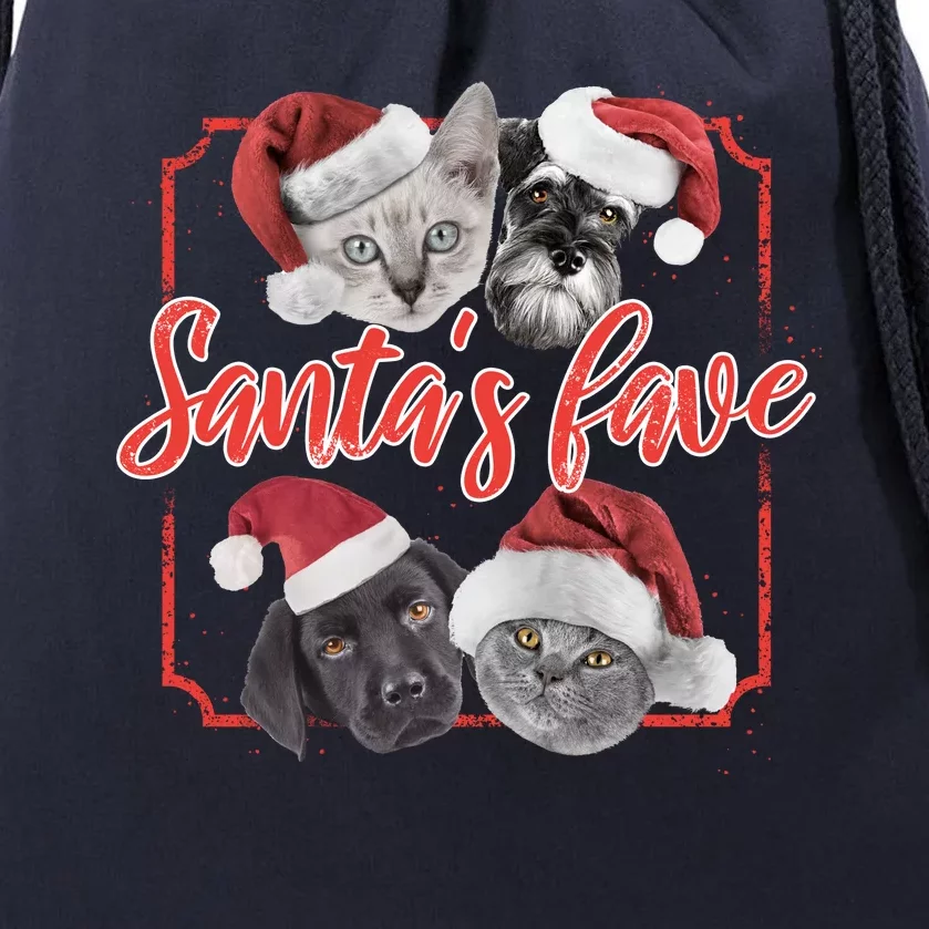 Cats And Dogs Santa's Love Drawstring Bag