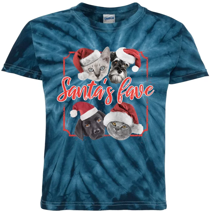 Cats And Dogs Santa's Love Kids Tie-Dye T-Shirt