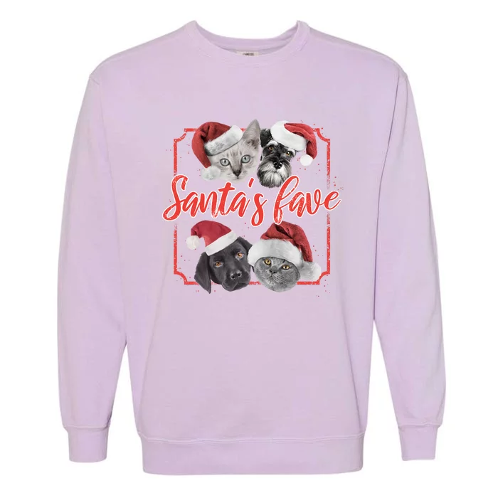 Cats And Dogs Santa's Love Garment-Dyed Sweatshirt