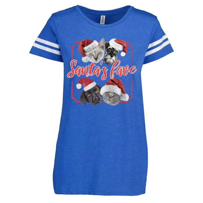 Cats And Dogs Santa's Love Enza Ladies Jersey Football T-Shirt