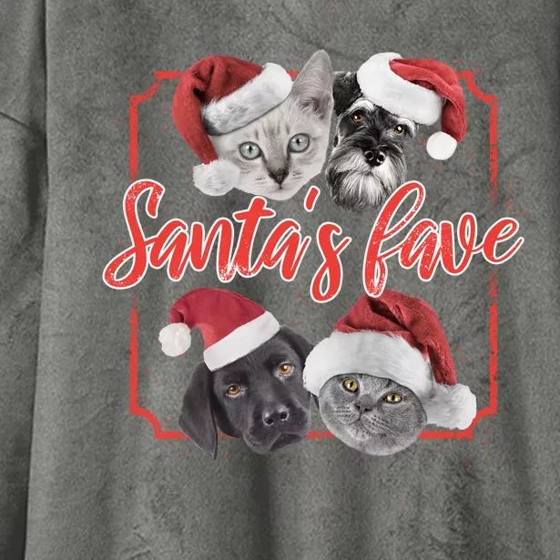 Cats And Dogs Santa's Love Hooded Wearable Blanket